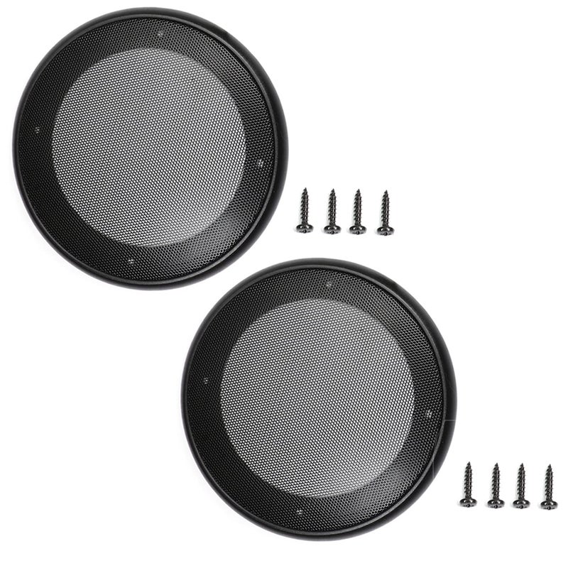 Fielect 2Pcs 5 inch Speaker Grill Cover Mesh Decorative Circle Woofer Guard Protector Cover Audio Accessories Black Cloth Cover with 8 Screws - Image 1